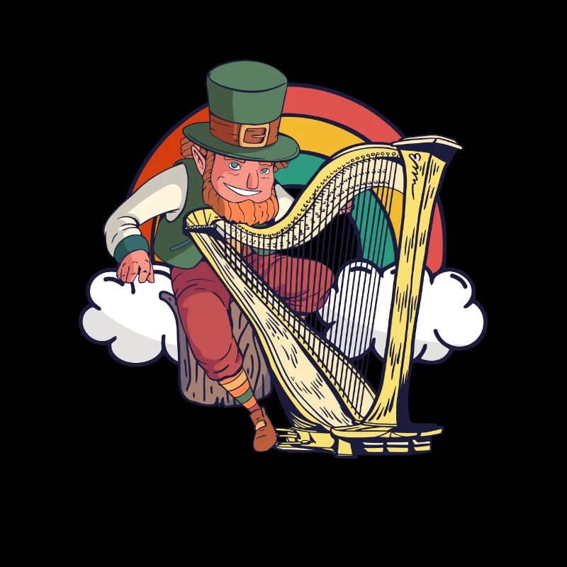 Leprechaun joue de la harpe - Saint-Patrick