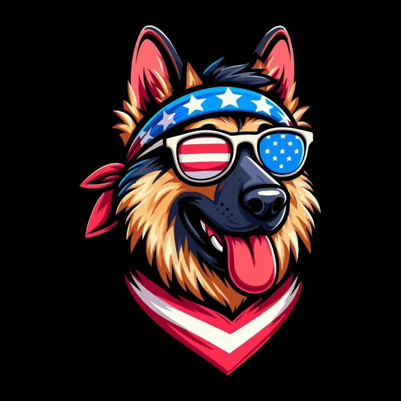 German Shepherd American Flag