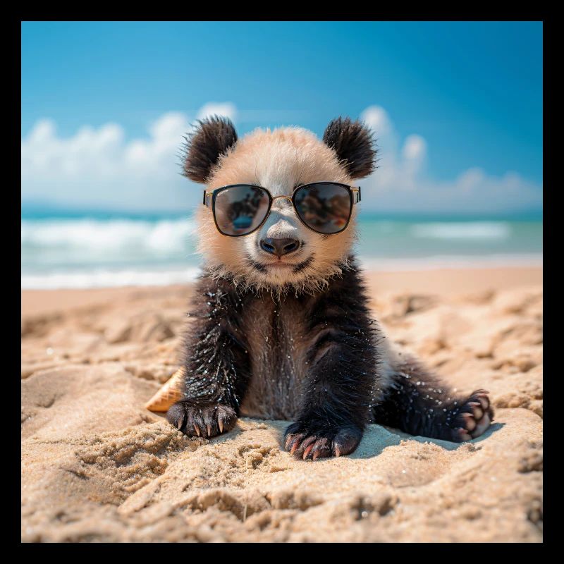 Panda am Strand