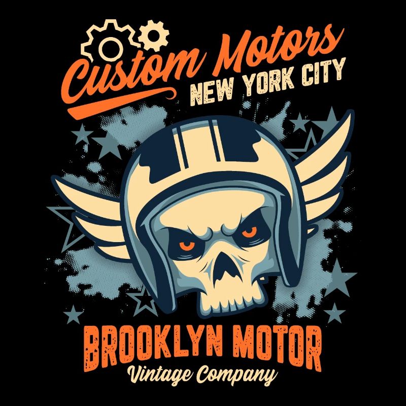 Motorcycle Skull, Biker Skull, Brooklyn Motor