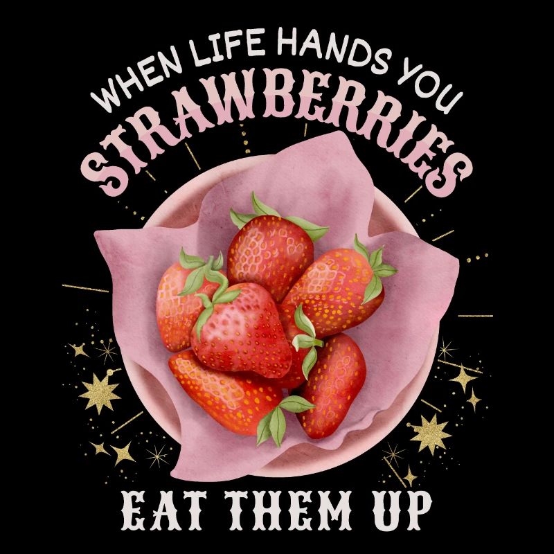 Erdbeeren lustiger Spruch mit Erdbeer Illustration