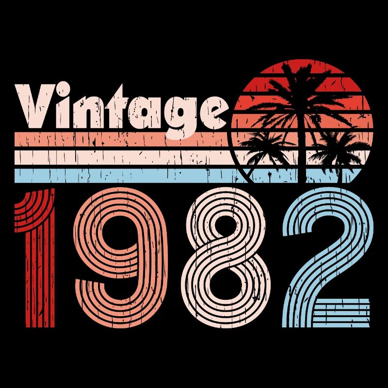 Vintage 1982 Palm Trees Retro Birthday