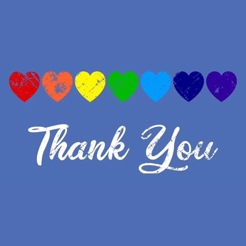 Rangée de coeurs Rainbow Heart Merci