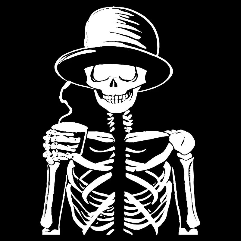 Sarcastic Funny Skeleton Drinking Espresso Coffee
