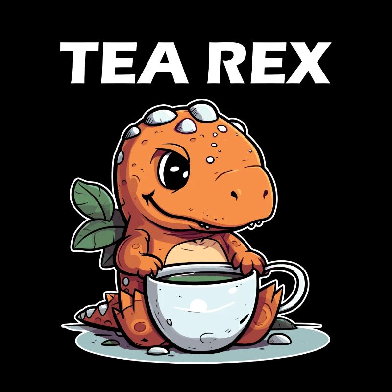 Adorable Tea Rex | Cute T-Rex Holding Tea
