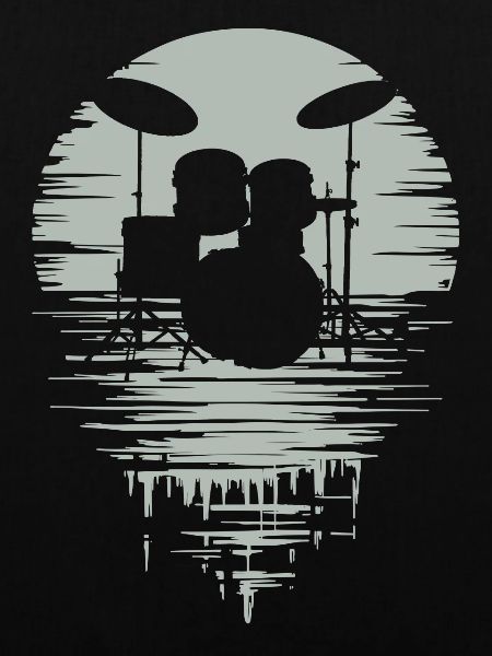 Drumset Silhouette Schlagzeug mit Spiegelung