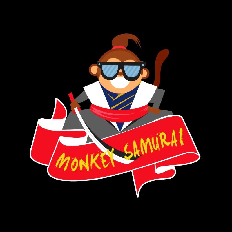 Affe Samurai Schwert Tier Zoo Kämpfen Geschenkidee