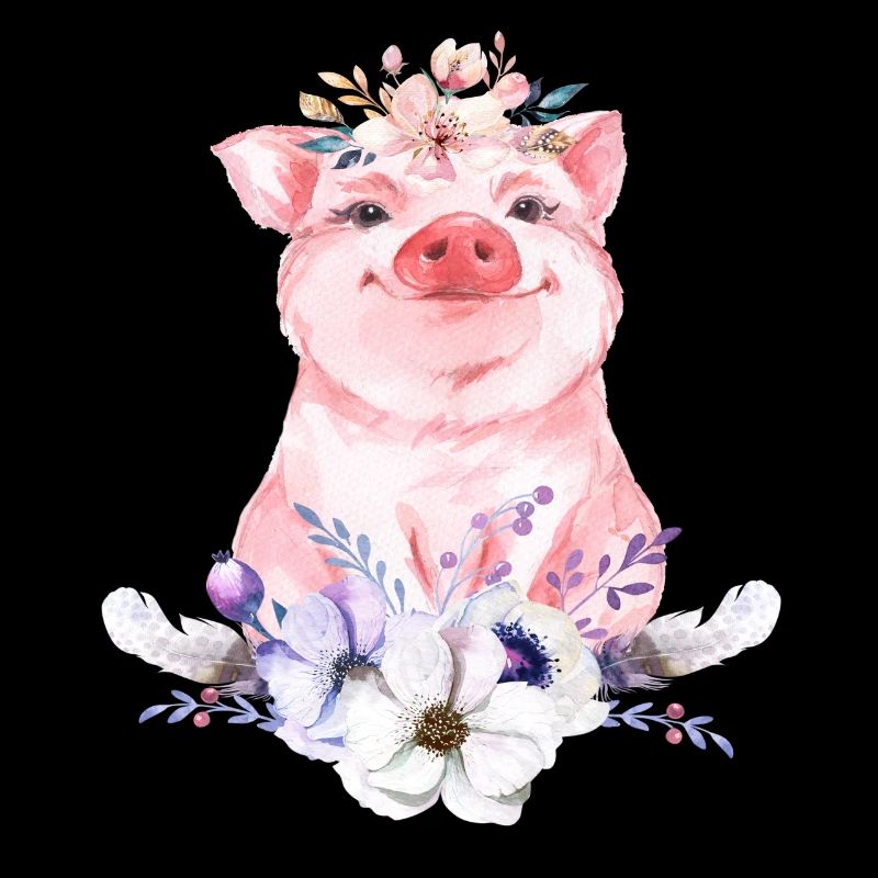 Schwein Schweinchen Boho Blumen Geschenk Geburt