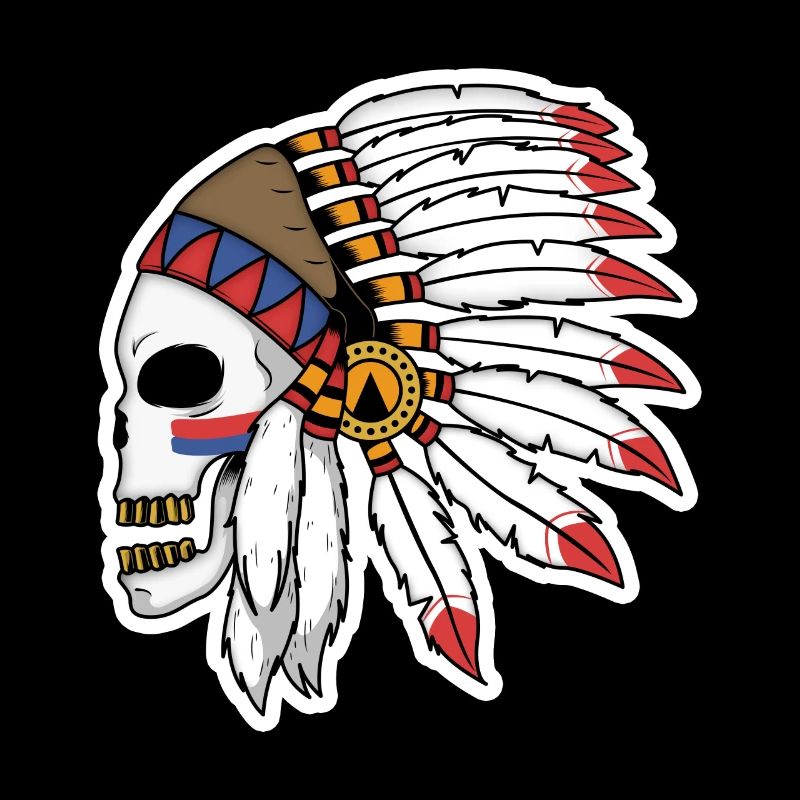 Indianer Schädel mit Federn