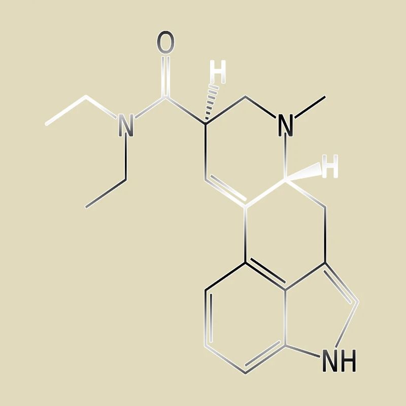 Molécule de formule structurelle LSD A. Hofmann Bicycle Day