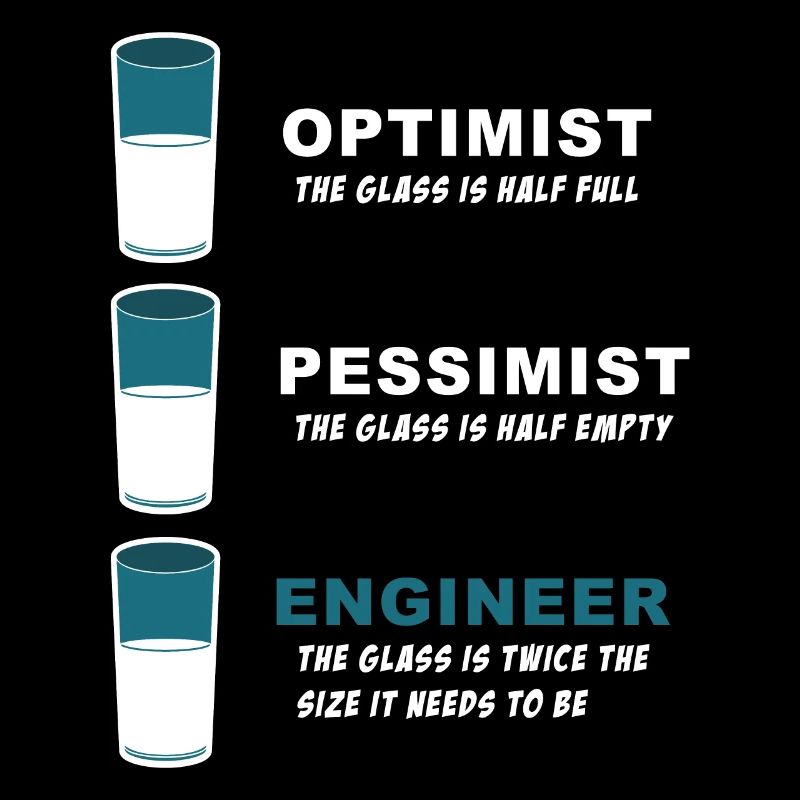 Funny Joke product for Engineers Half Full