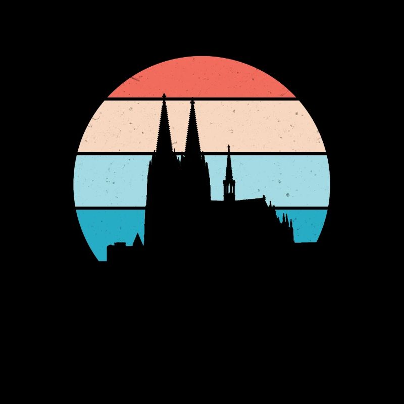Vintage Retro Cologne Cathedral Skyline Silouhette Stadtl