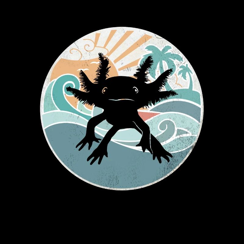 Axolotl Retro Beach Design Funny