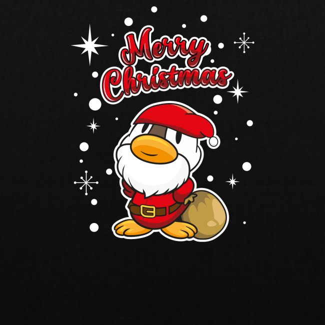 Ente als Weihnachtsmann mit Merry Christmas