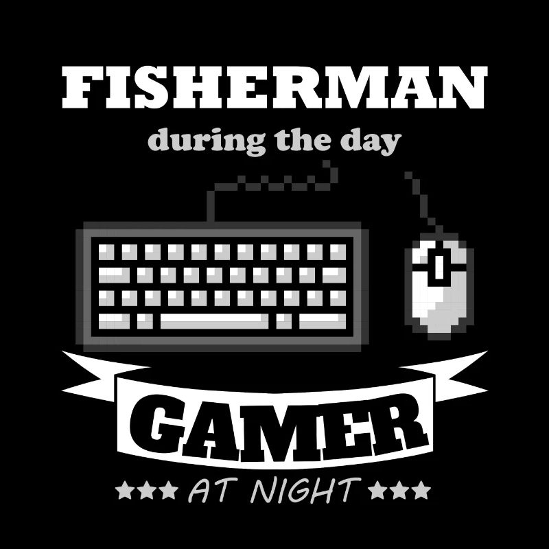 Fisherman at day Gamer at Night GiftComputerComput