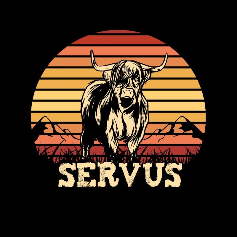 Funny Cow Servus Cows with Retro Sunset Miner