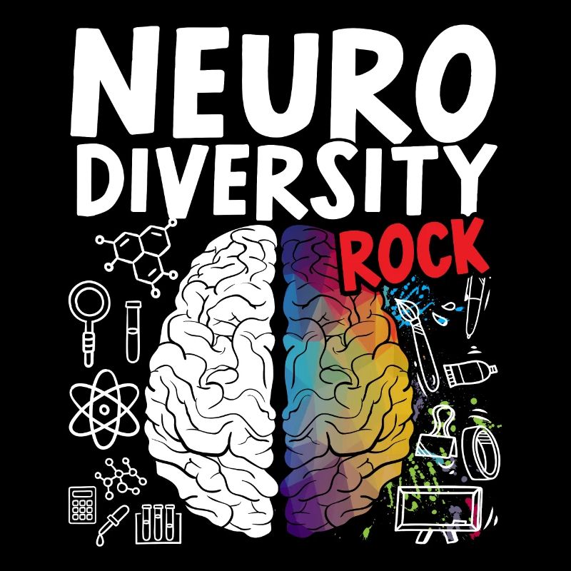 Neurodiversity Rocks Rainbow Brain Autism ASD ADHD