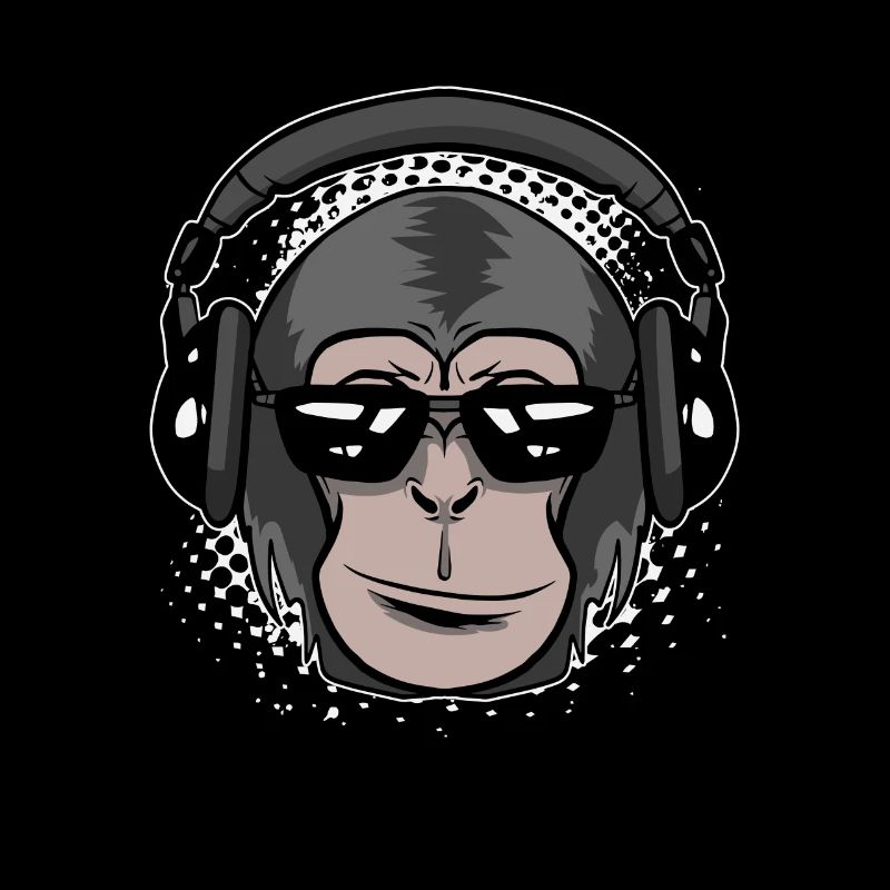 Affe mit Kopfhörer DJ Musik Monkey