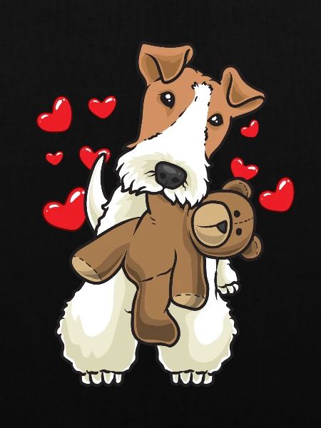 Foxterrier Trådhår Hund med udstoppet Dyr