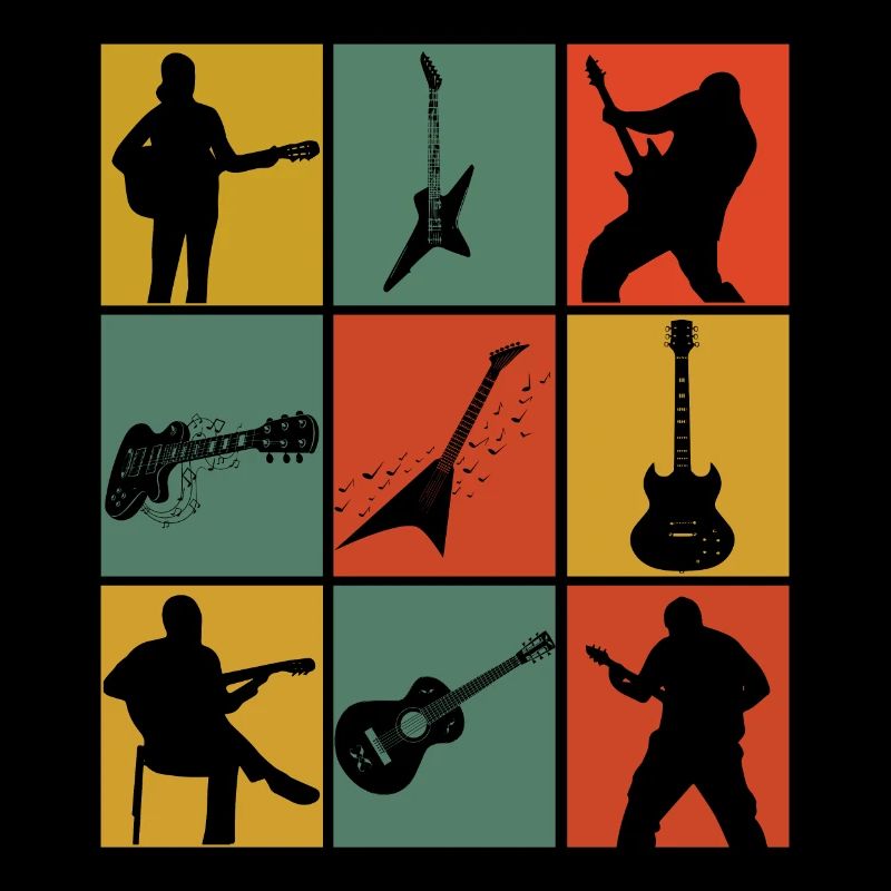 Rétro guitariste guitariste guitares électriques