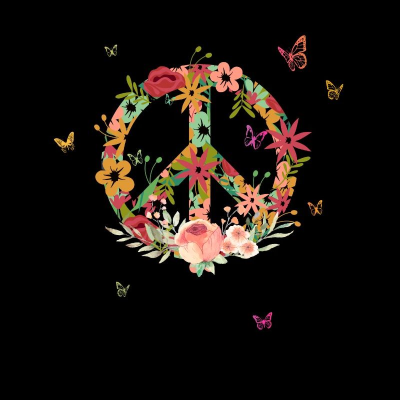Make Peace not War - Peace Logo with Rose