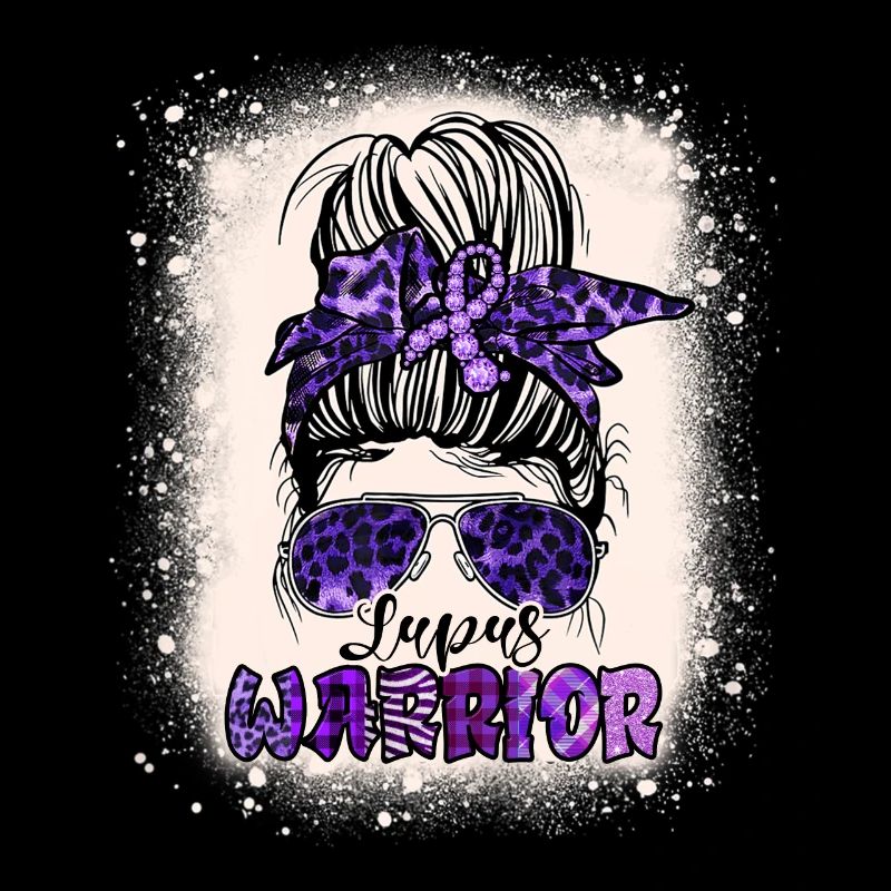 Purple Lupus Awareness Leopard Messy Bun Warrior