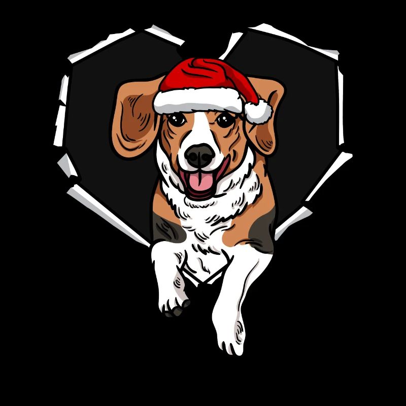 Crack Beagle with Christmas cap hole