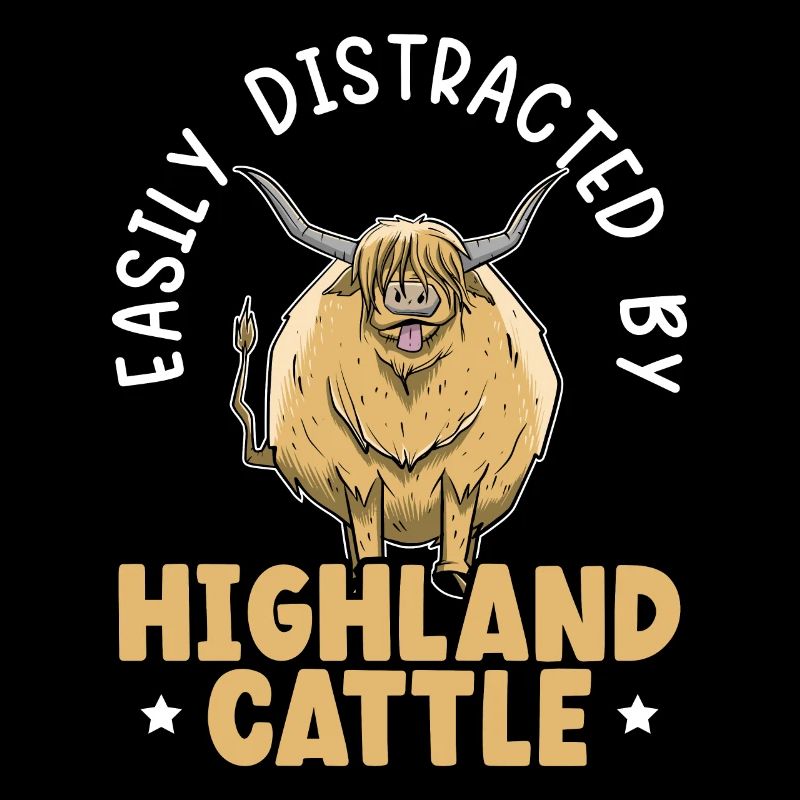 Easily Distracted By Highland Cattle Cow Farmer