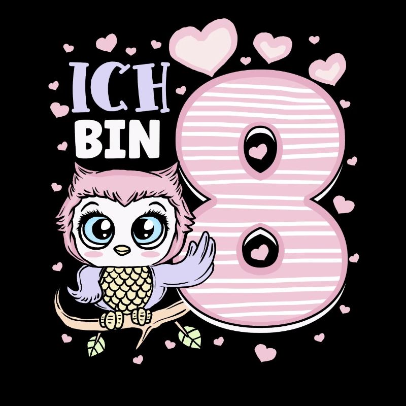 Achter Geburtstag Mädchen 8 Jahre Eule