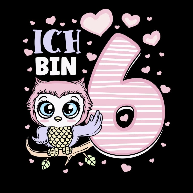 Sechster Geburtstag Mädchen 6 Jahre Eule