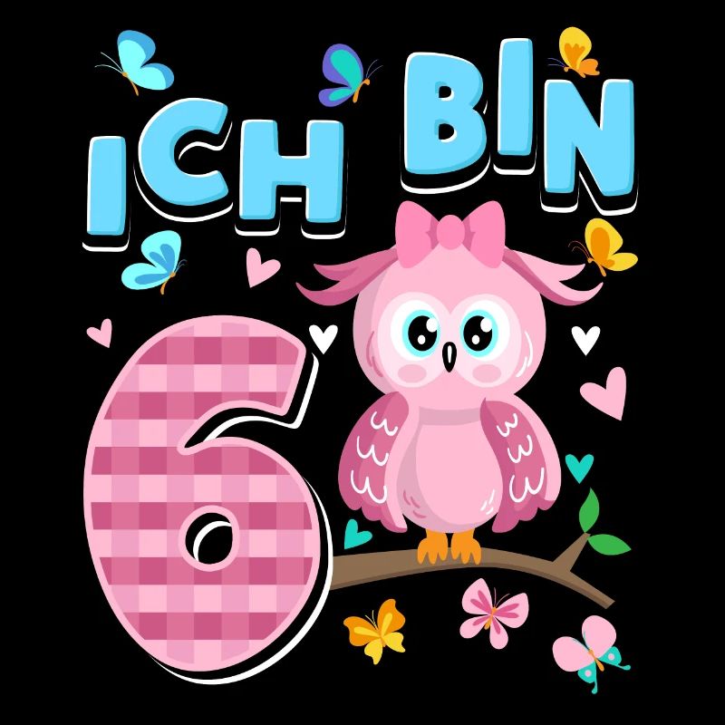 Sechster Geburtstag Mädchen 6 Jahre Eule