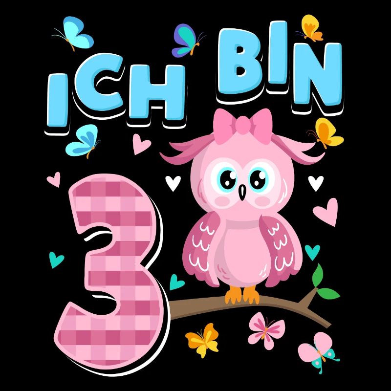 Dritter Geburtstag Mädchen 3 Jahre Eule