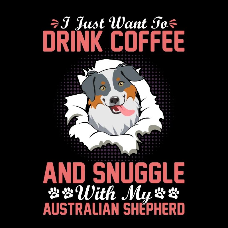 Coffee Drink Cuddle Australian Shepherd