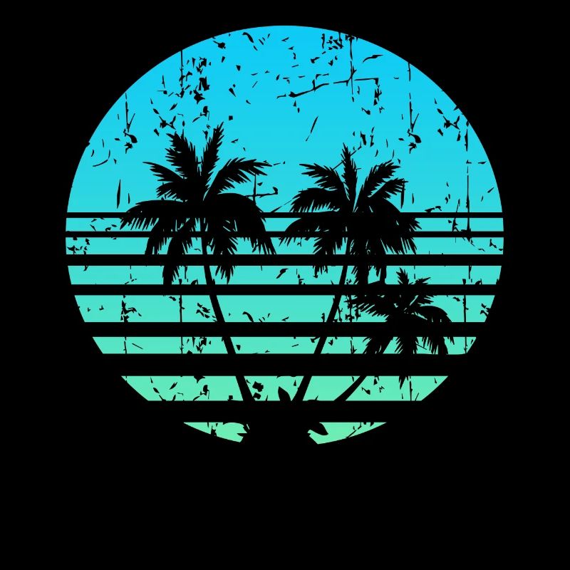 Palm Trees Retro Sun