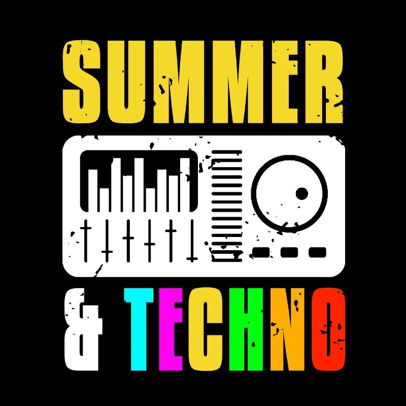 Retro Vintage Summer & TECHNO Cool Techno DJ