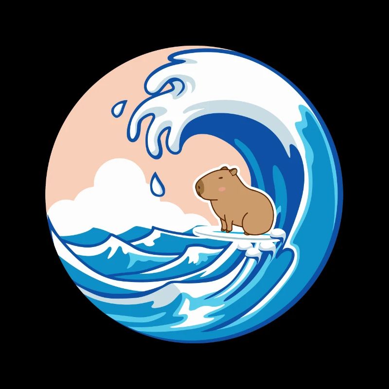 Vague Capybara Surf Rongeur Drôle d’Animal Lover