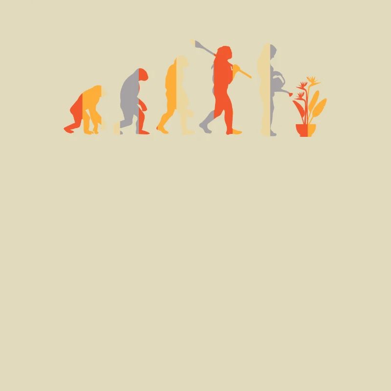 Evolution Gärtnerin Pflanze Gießkanne Strelizien
