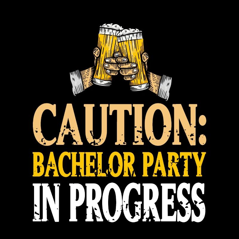 Caution: Bachelor Party In Progress Funny Retro