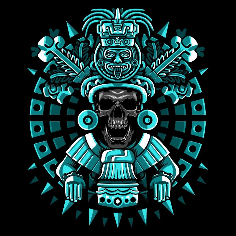 Blaue Maya-Statue