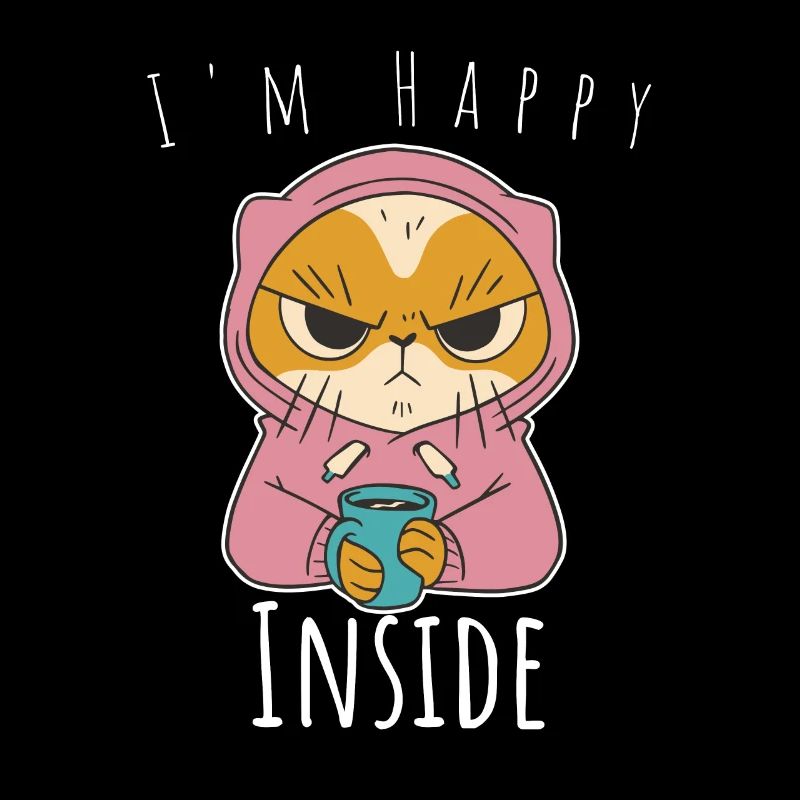 I'm Happy Inside - Cat and Coffee Gift idea