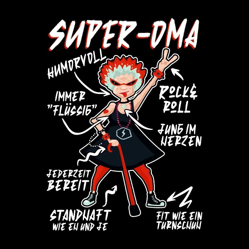 Anatomie eines Super Oma Großmutter Omi