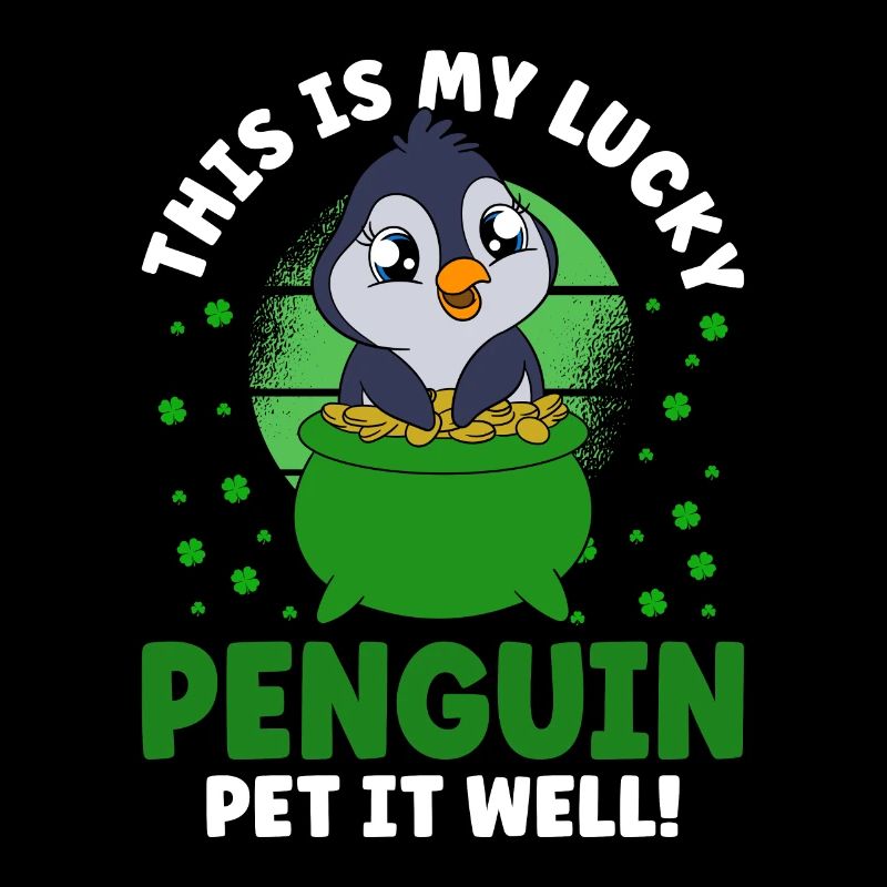 Manchot mignon Trèfle Saint-Patrick Pingouin