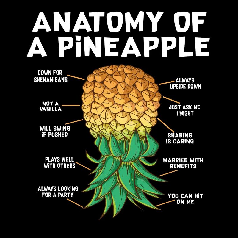 Anatomie d’un ananas drôle à l’envers Ananas