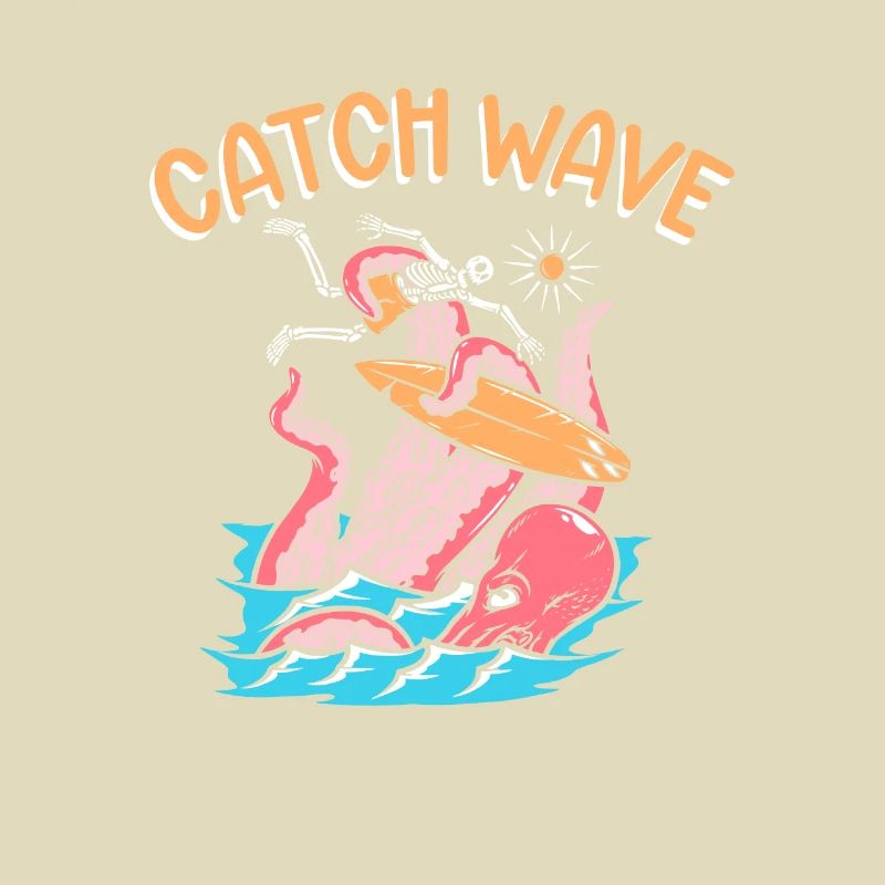 Catch Wave Surfer Octopus Skeleton Planche de surf