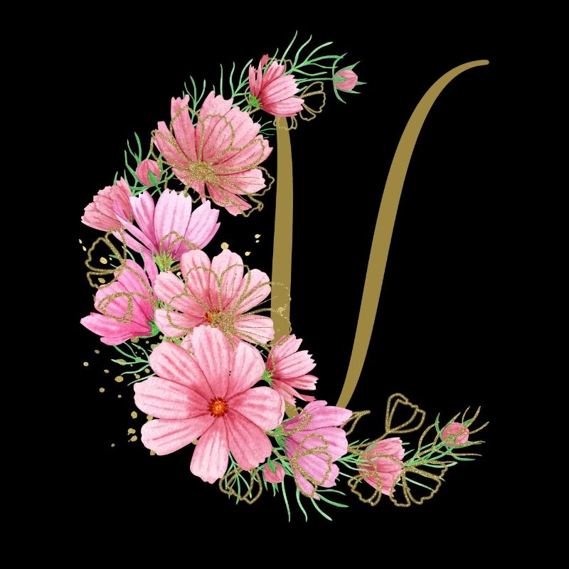Blumenranke mit Buchstabe V