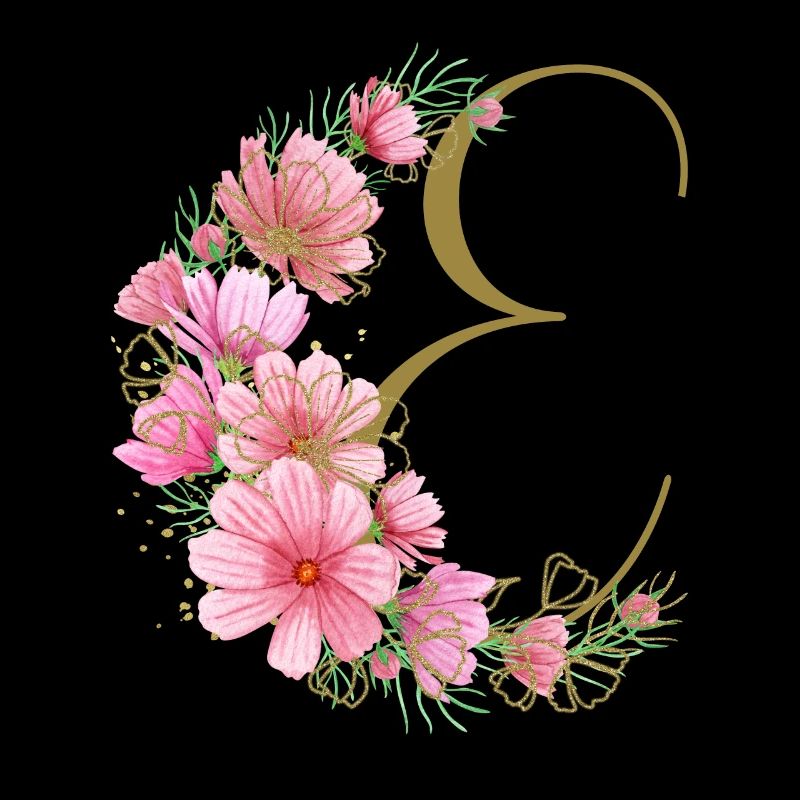 Vrille florale avec la lettre E