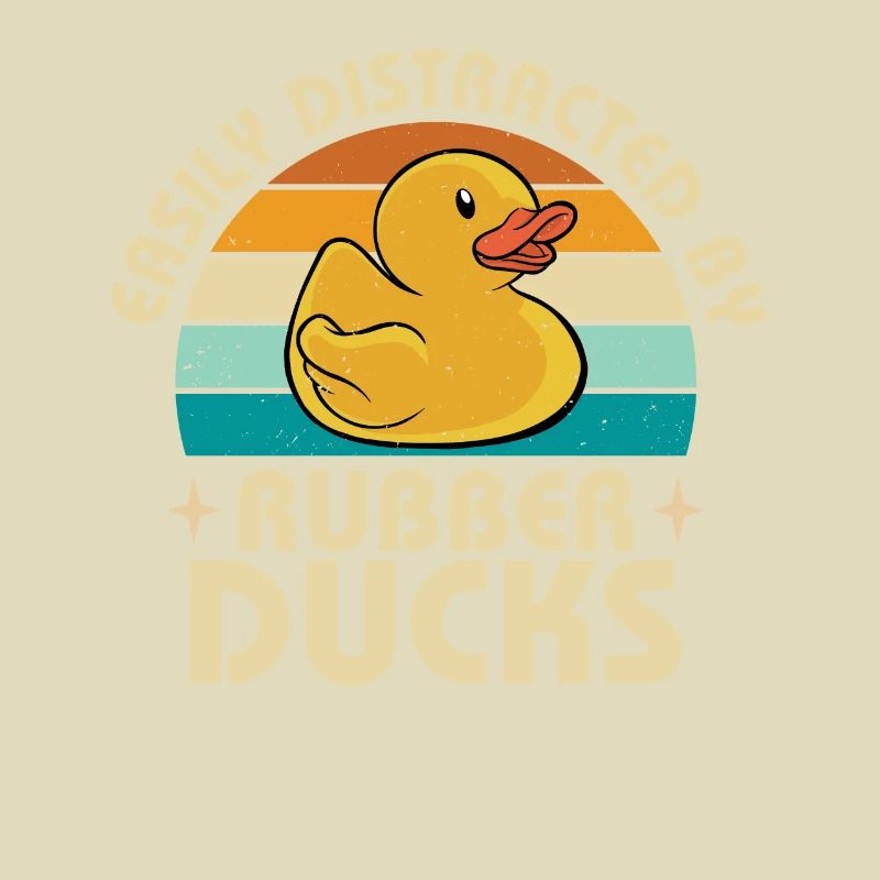 Retro Easily Distracted By Rubber Ducks Duckling V