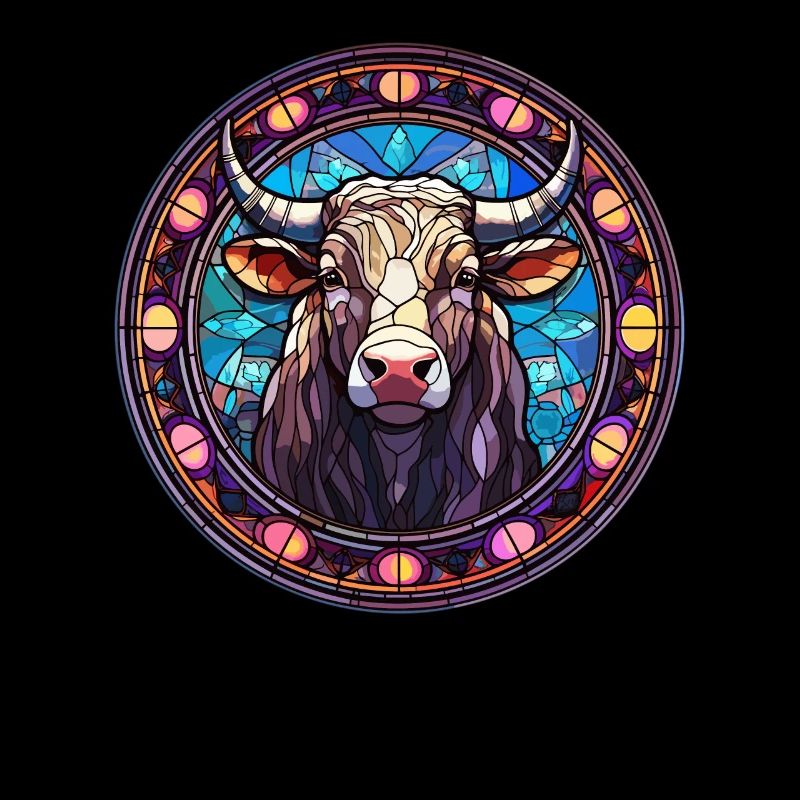 Art du vitrail - Vache colorée élégante