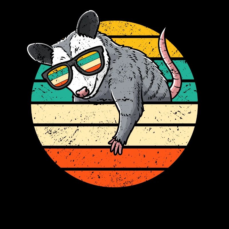 Retro Opossum Mit Sonnenbrille Opossum