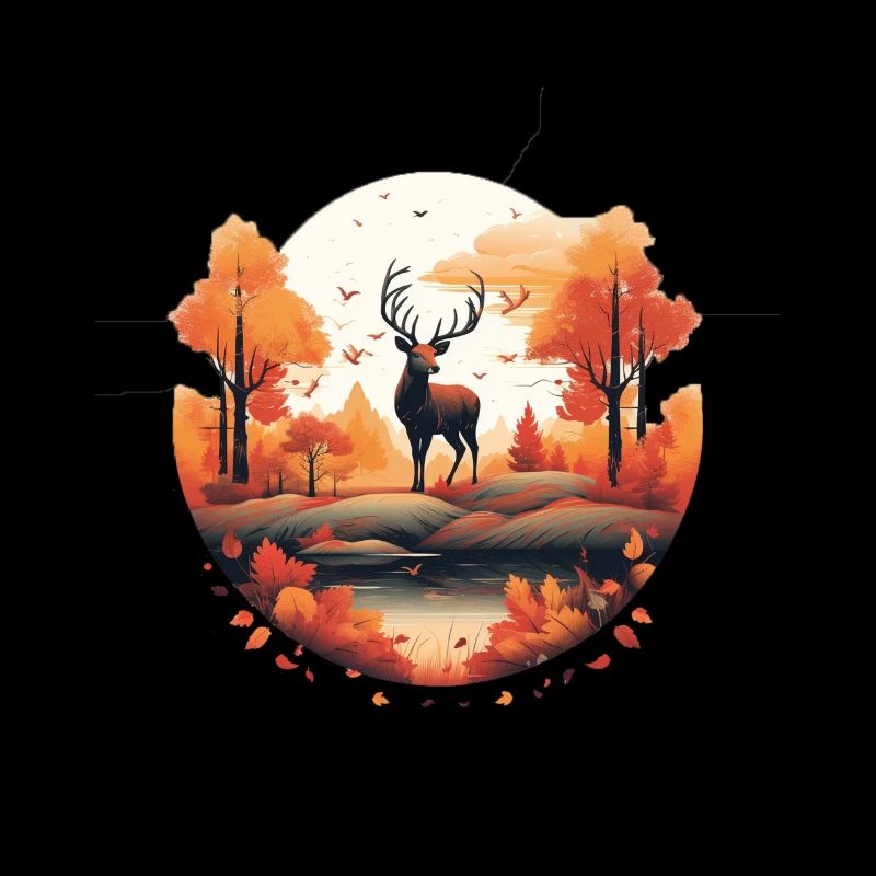 Herbstlicher Hirsch im Wald